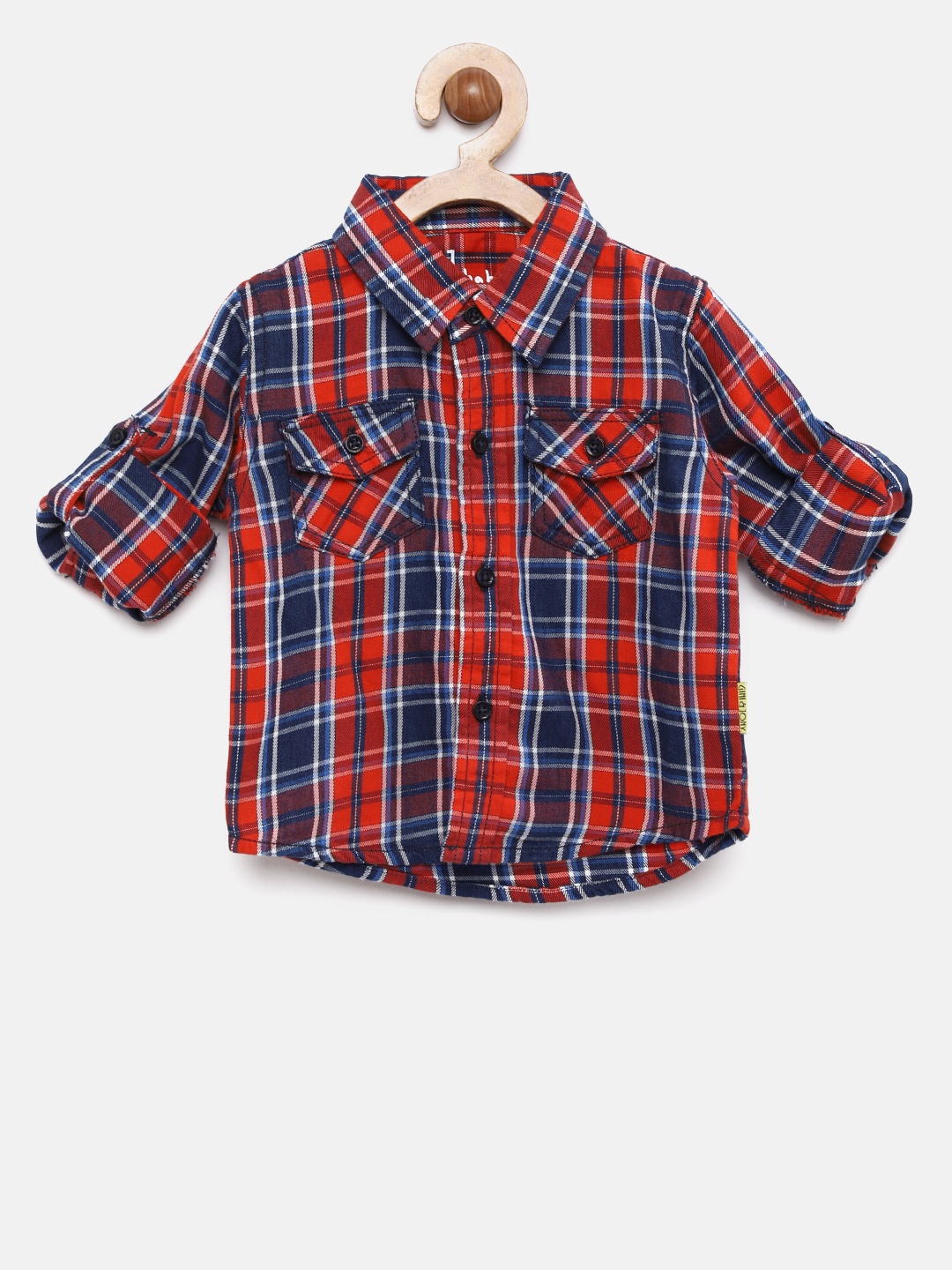

Gini and Jony Boys Red Regular Fit Checked Casual Shirt