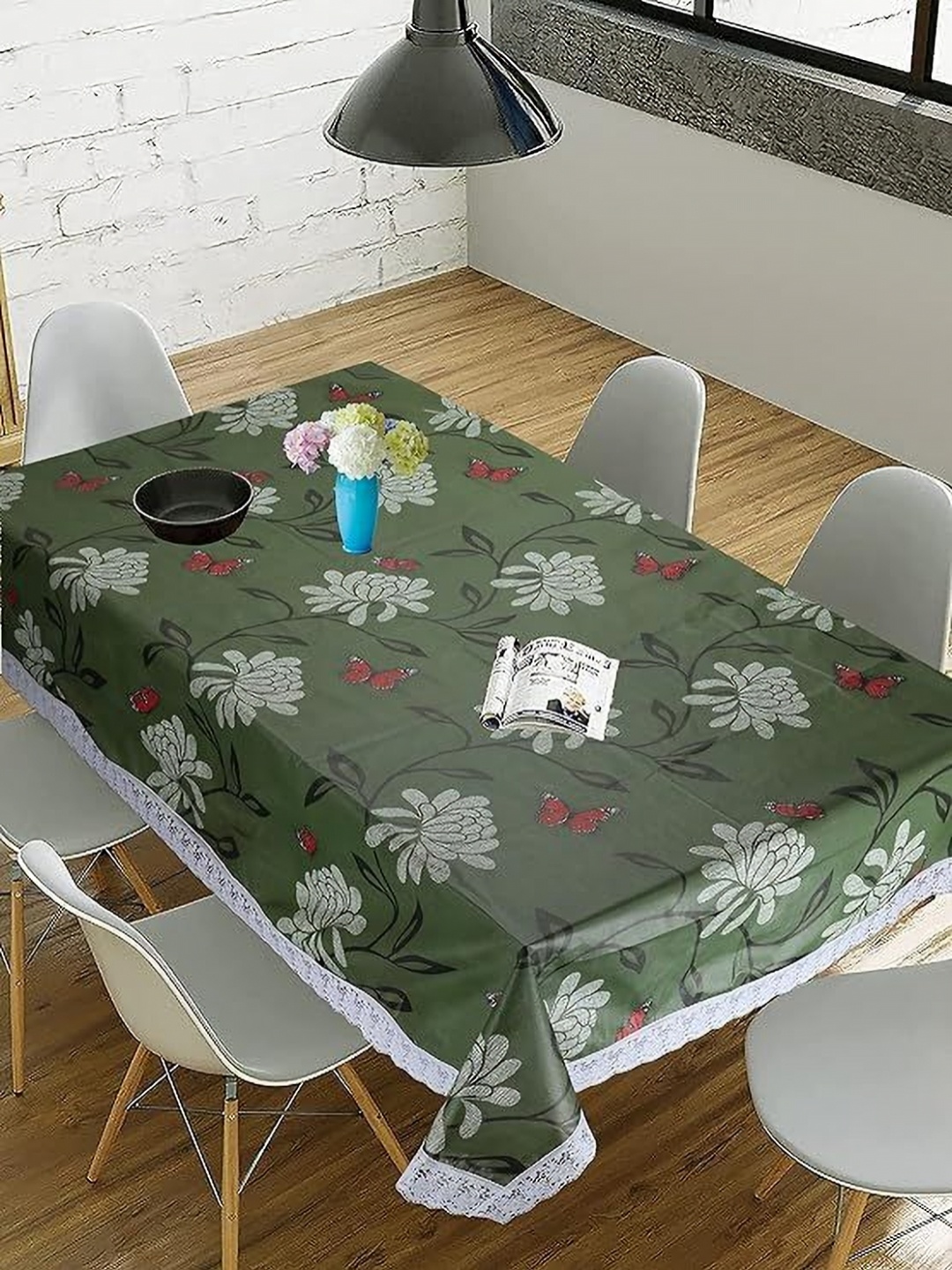 

Homerz Green Floral Printed Rectangle 6-Seater Table Cover