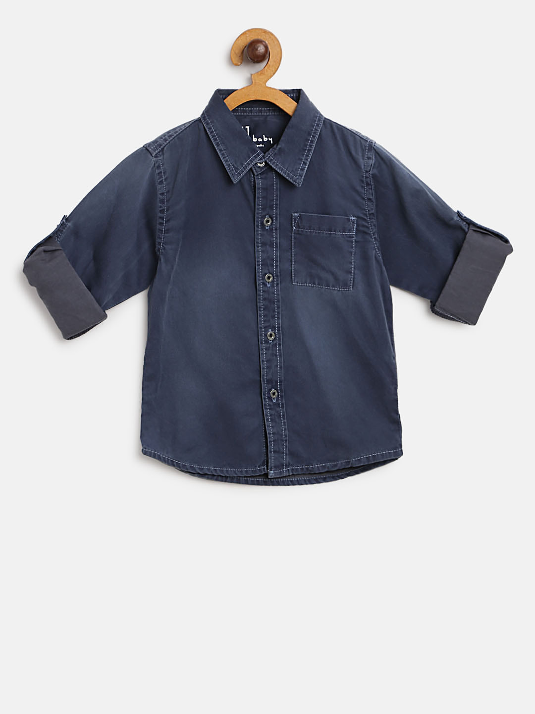 

Gini and Jony Boys Navy Blue Regular Fit Faded Casual Shirt