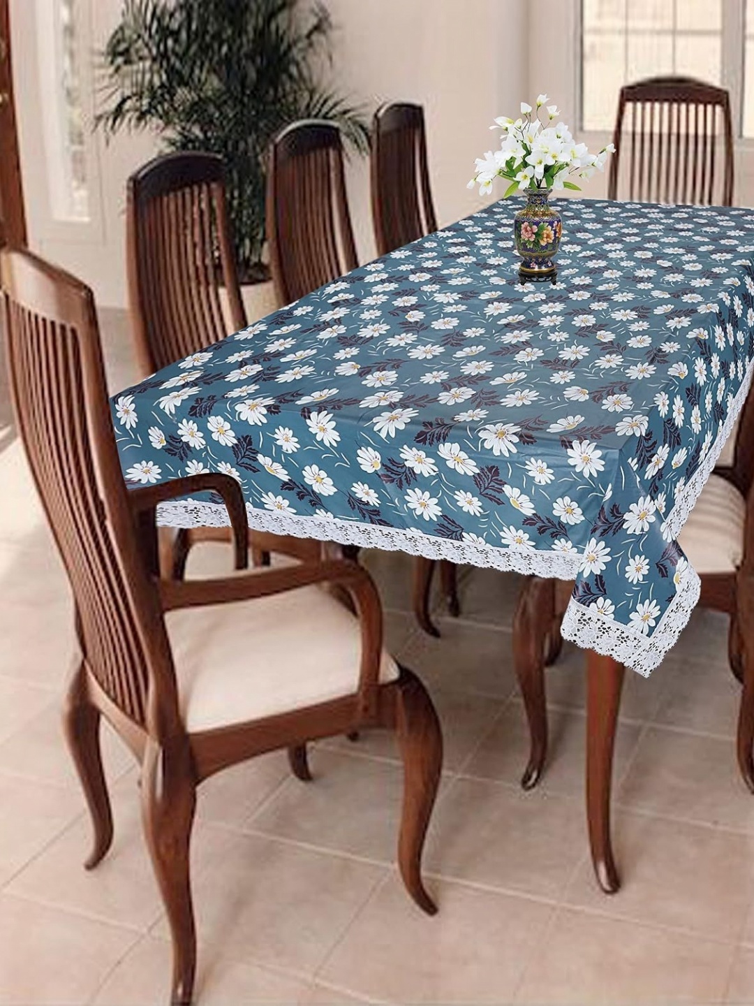 

Homerz Blue Floral Printed Rectangle 6-Seater Table Cover