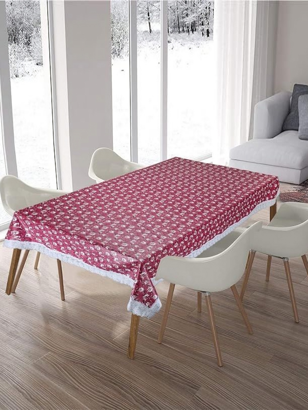 

Homerz Coral & White Geometric Printed 6-Seater Rectangle Table Cover
