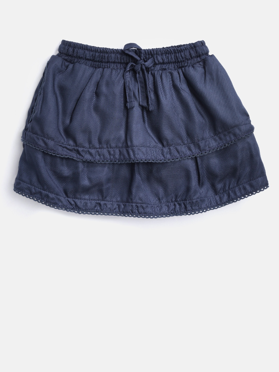 

Gini and Jony Girls Navy Blue Layered A-Line Skirt