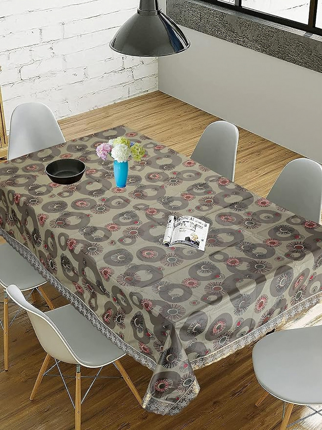 

Homerz Grey Geometric Printed Plastic 6-Seater Table Cover