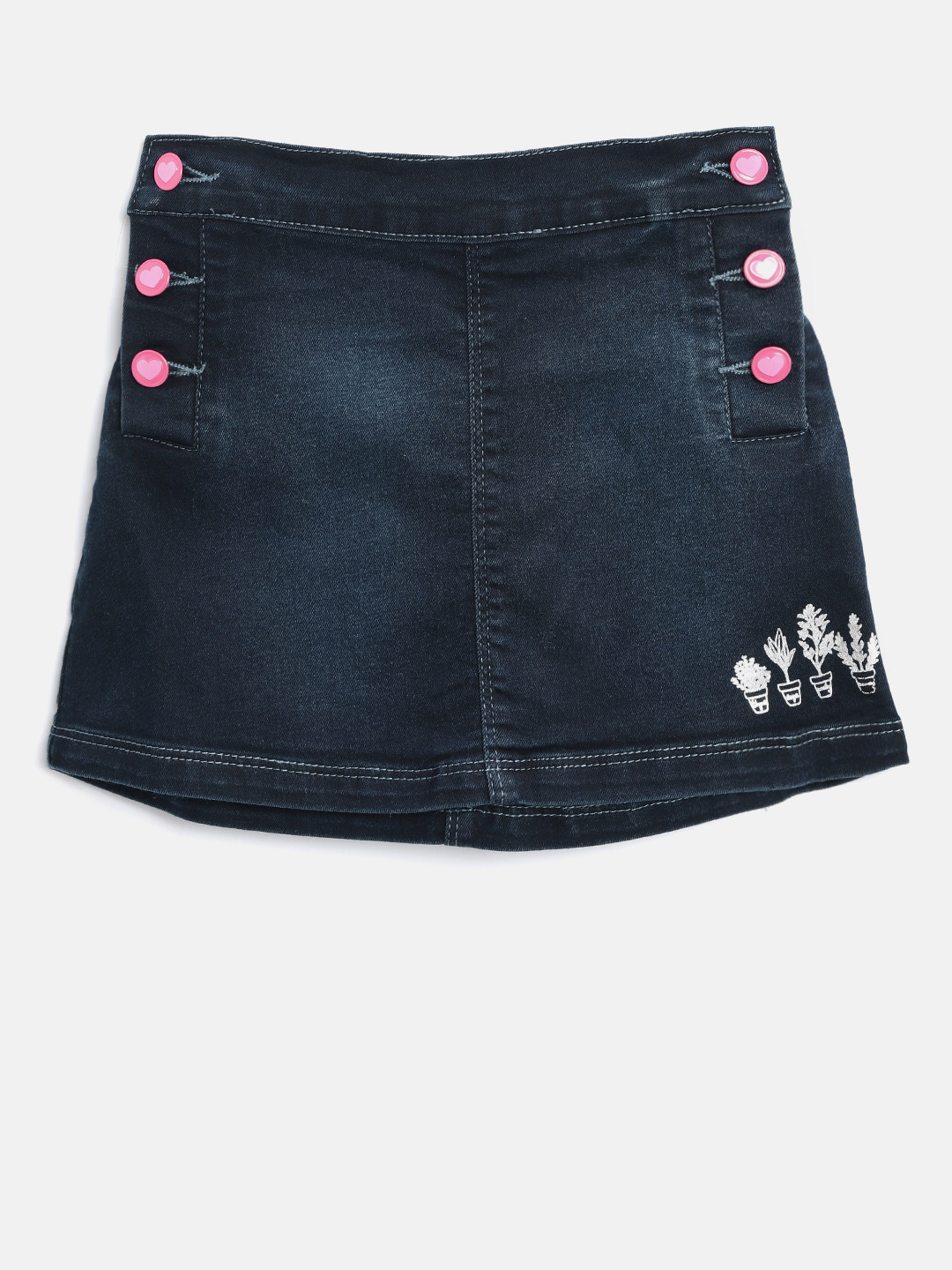 

Palm Tree Girls Navy Washed Denim A-Line Skirt, Navy blue