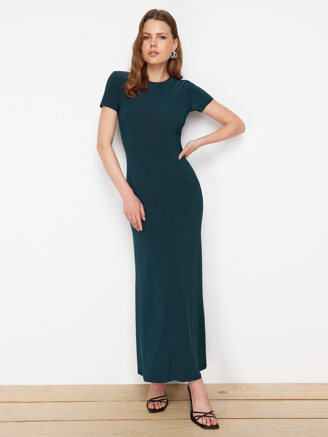 

Trendyol Women Round Neck Maxi Dress, Green