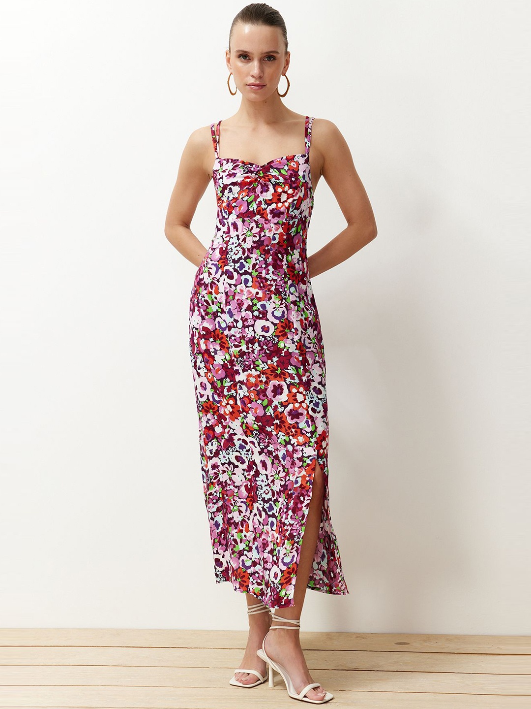 

Trendyol Floral Printed Maxi Dress, Red