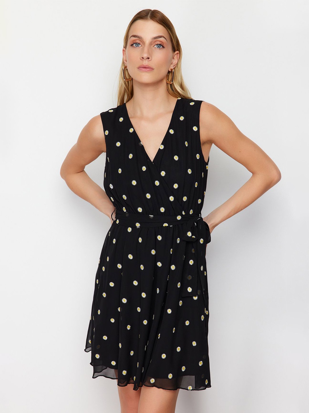 

Trendyol Polka Dot Printed Fit & Flare Dress, Black