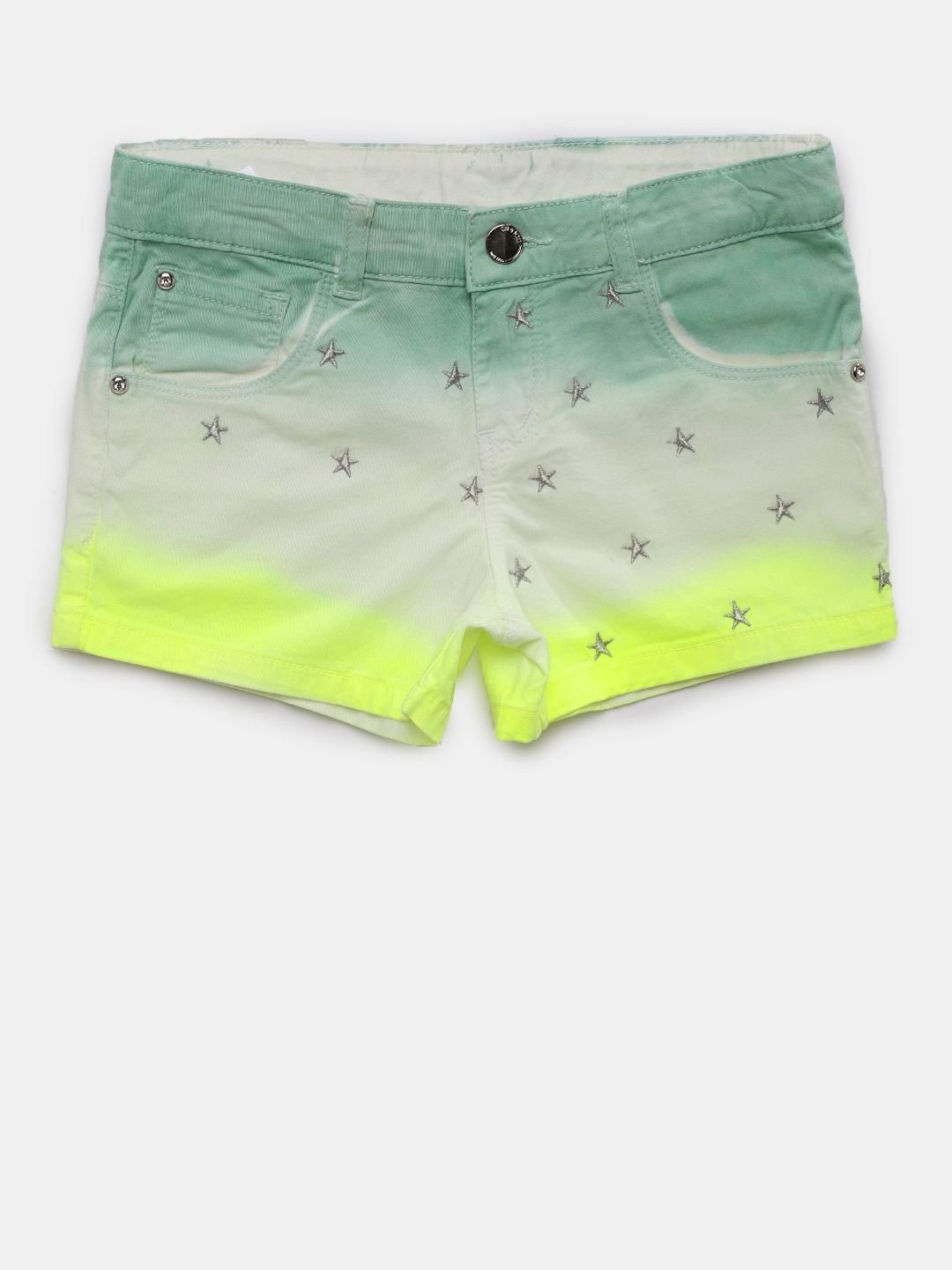 

Gini and Jony Girls Green Embroidered Regular Fit Hot Pants