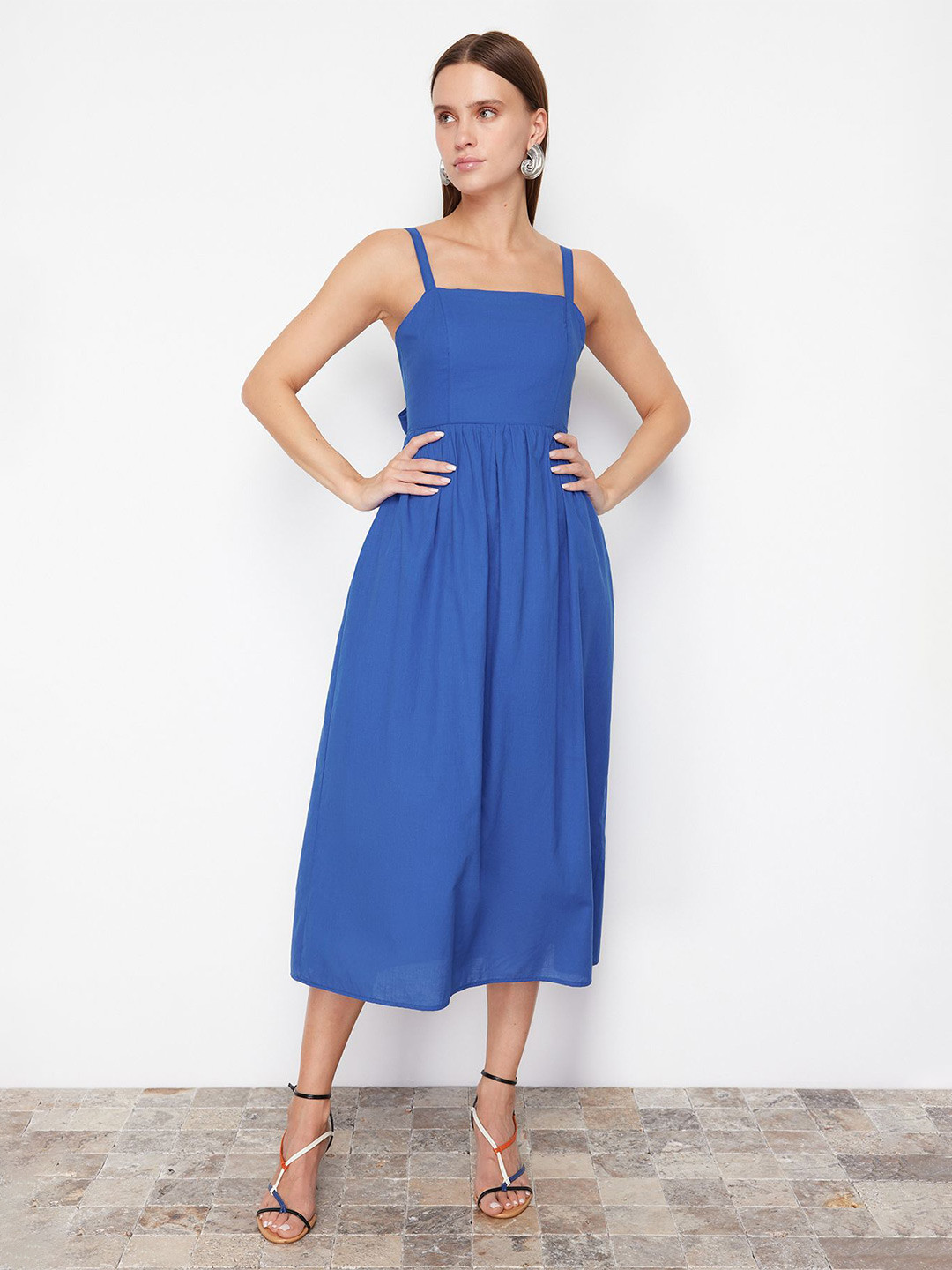 

Trendyol Women Fit & Flare Midi Dress, Blue