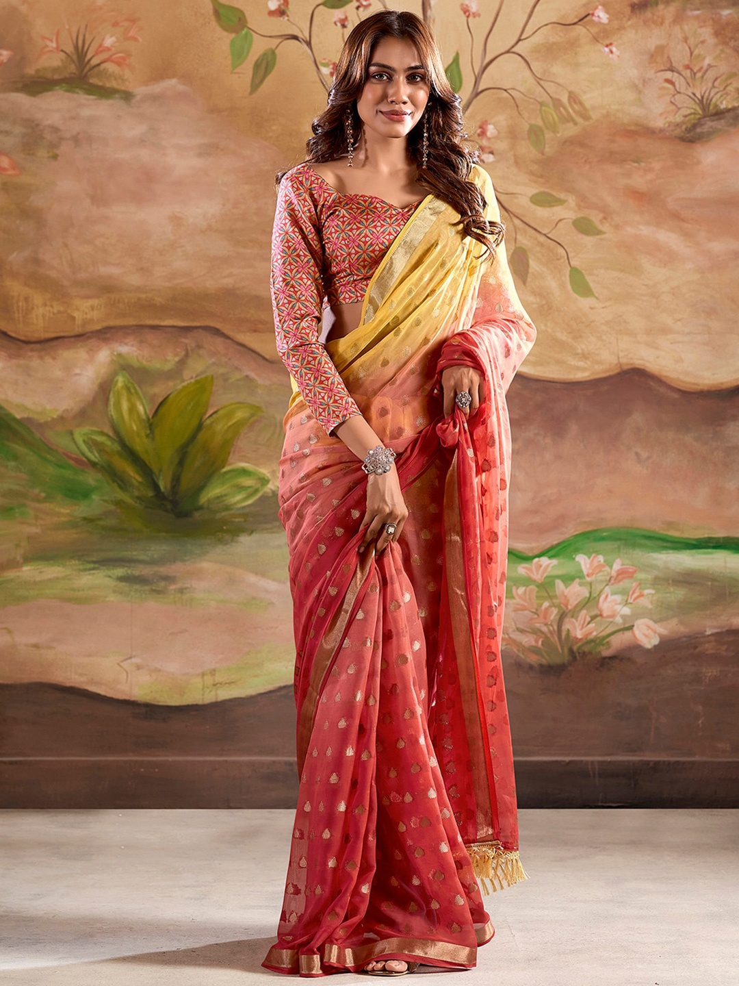 

Mitera Woven Design Zari Banarasi Saree, Red