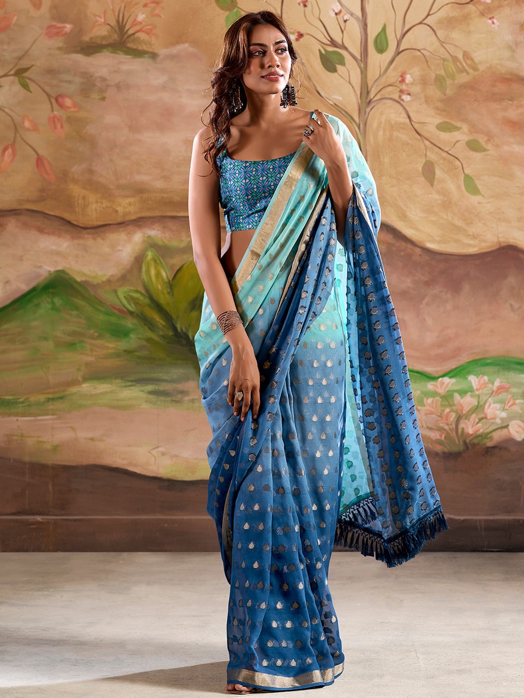 

Mitera Woven Design Zari Banarasi Saree, Blue
