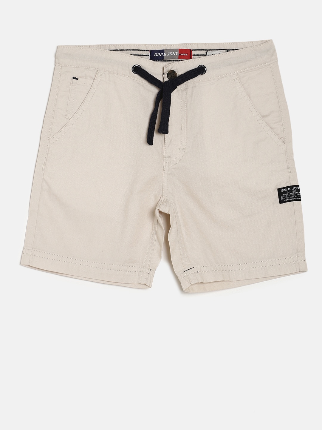 

Gini and Jony Boys Beige Solid Chino Shorts