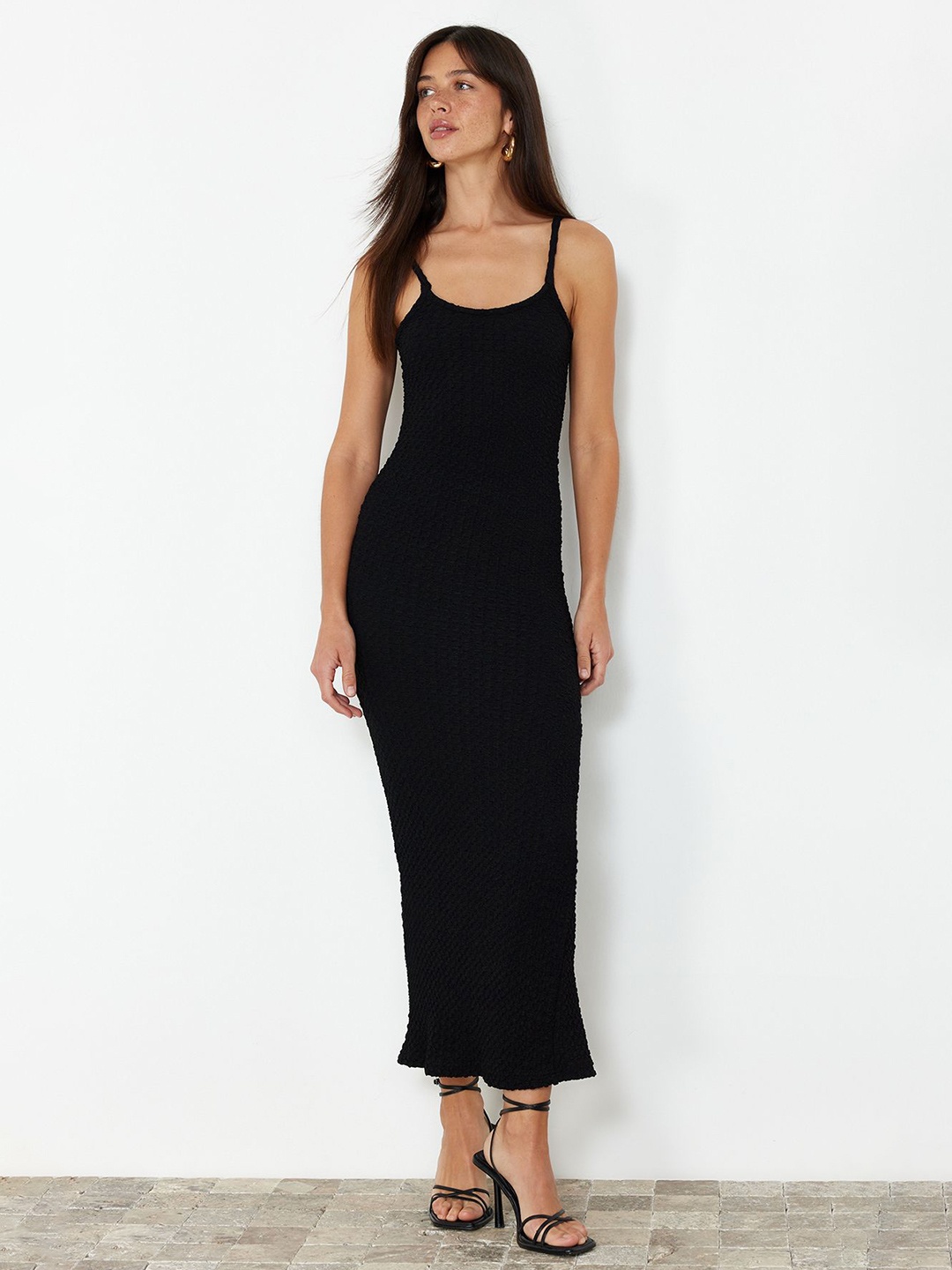 

Trendyol Shoulder Straps Bodycon Maxi Dress, Black