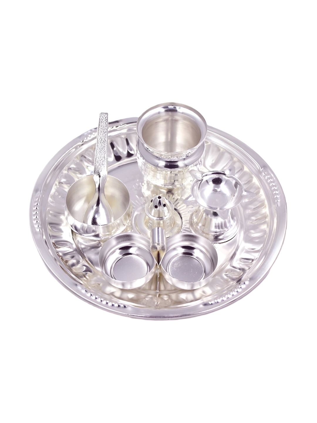 

ojas Silver Plated Pooja Thali Set