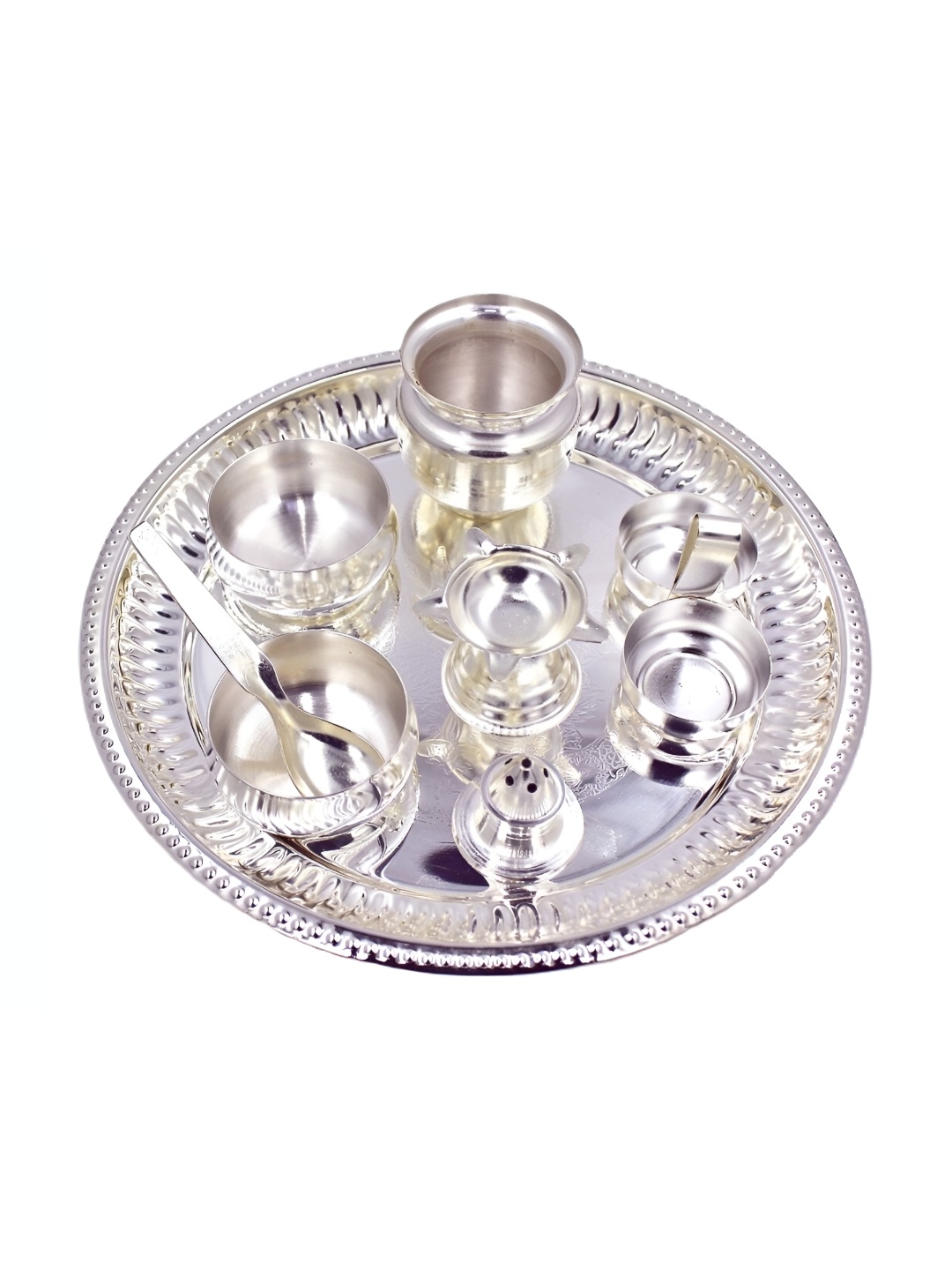 

ojas Silver Plated Pooja Thali Set