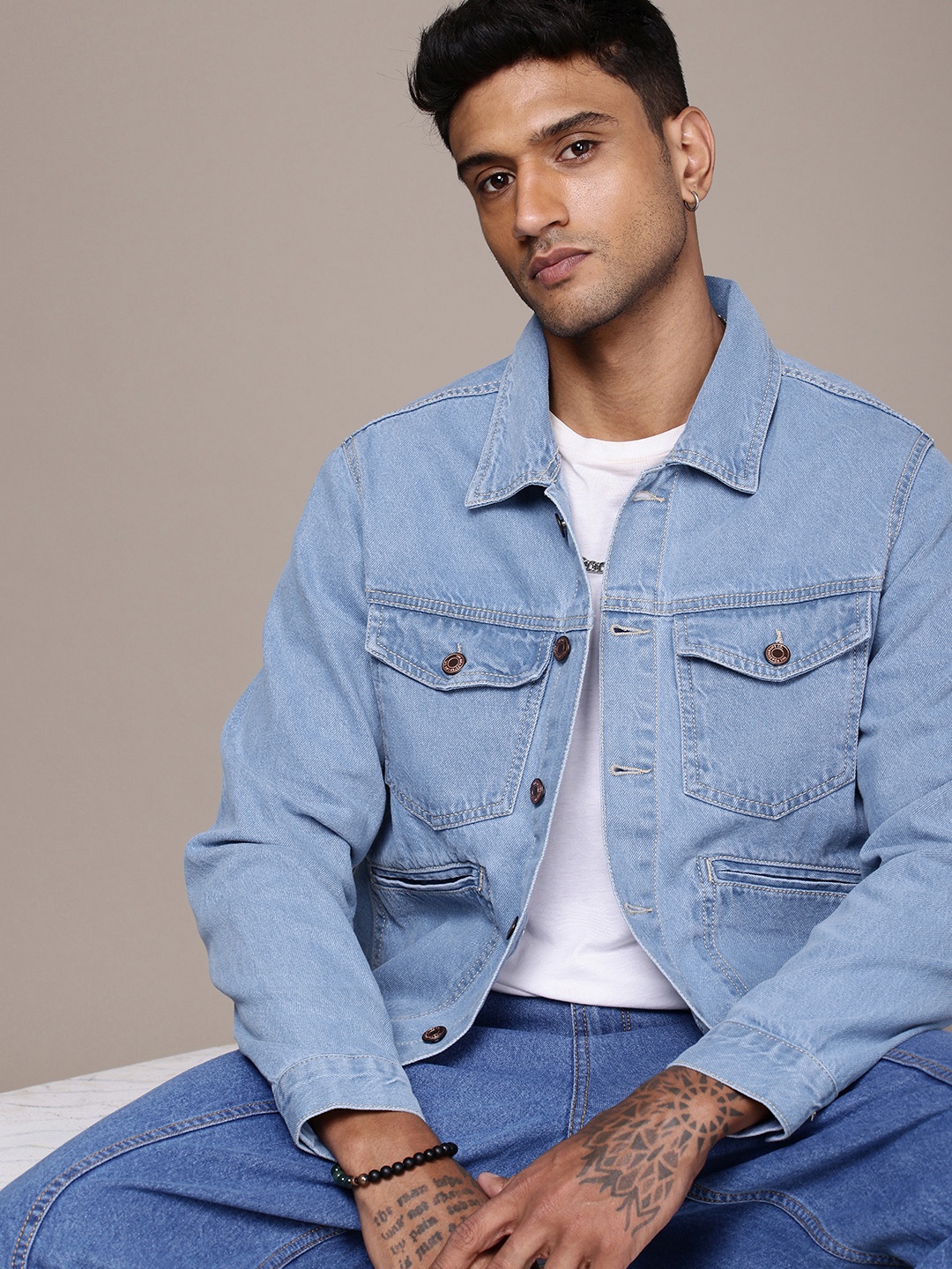 

The Roadster Life Co. Pure Cotton Denim Truckers Jacket, Blue