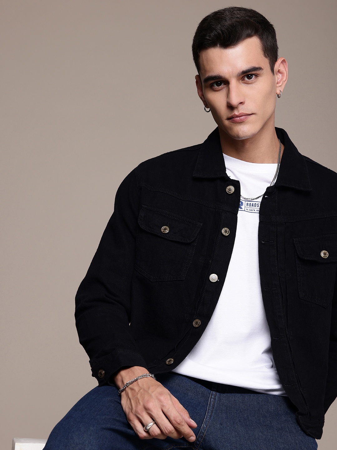 

The Roadster Life Co. Pure Cotton Denim Jacket, Black