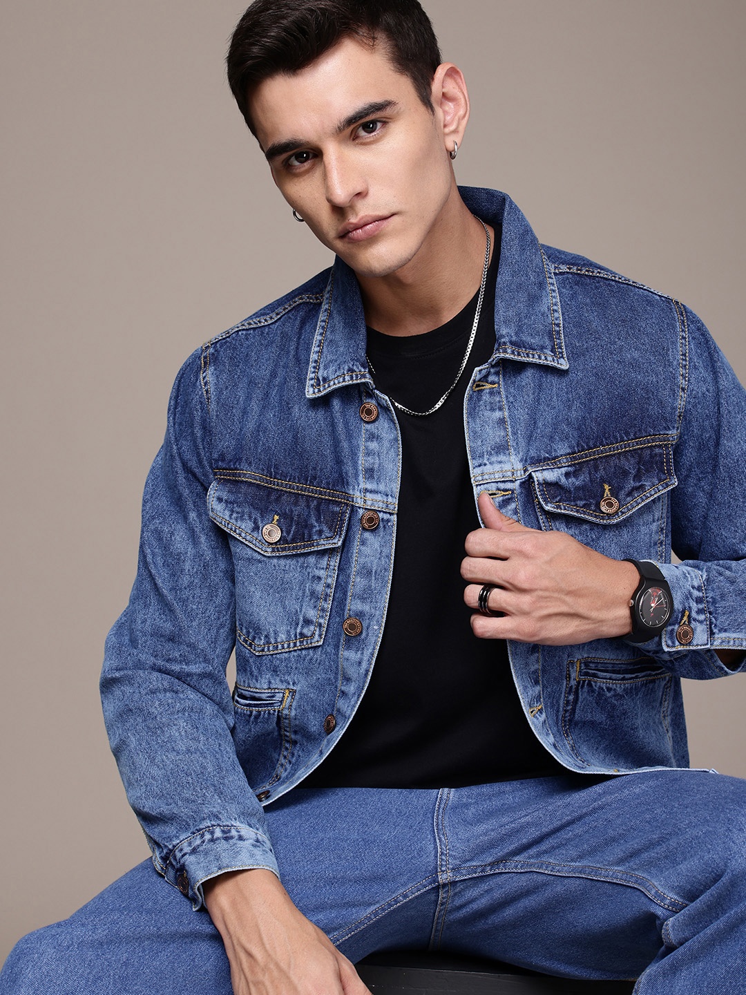 

The Roadster Life Co. Pure Cotton Denim Trucker Jacket, Blue