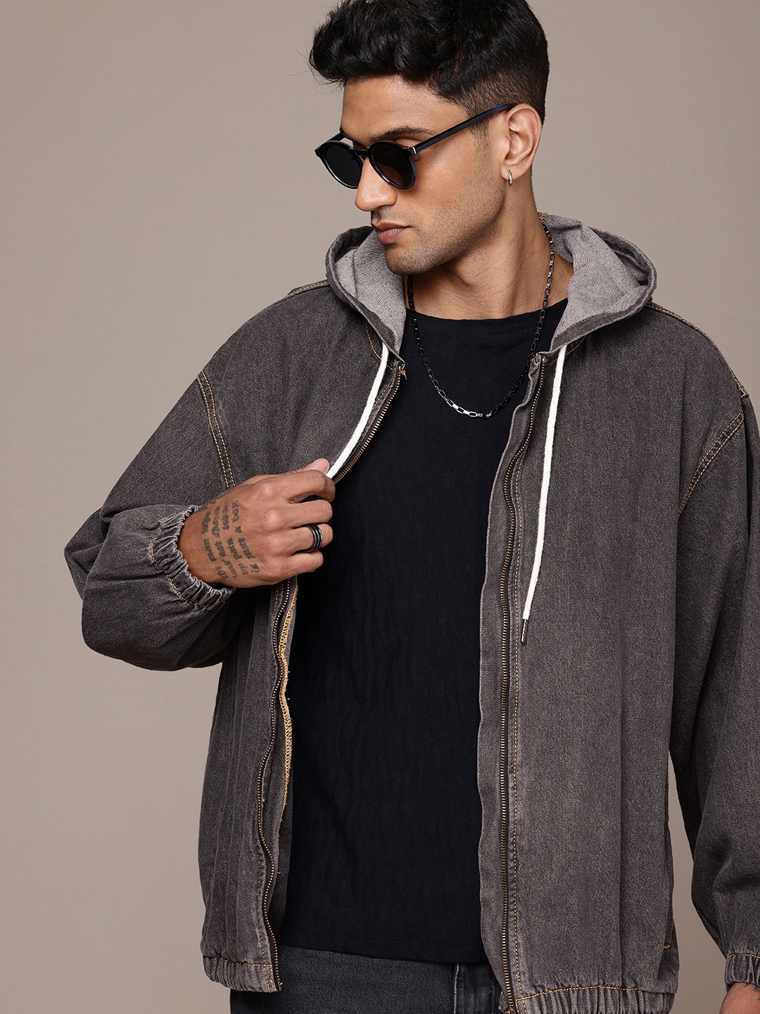 

The Roadster Life Co. Pure Cotton Hooded Tailored Jacket, Grey