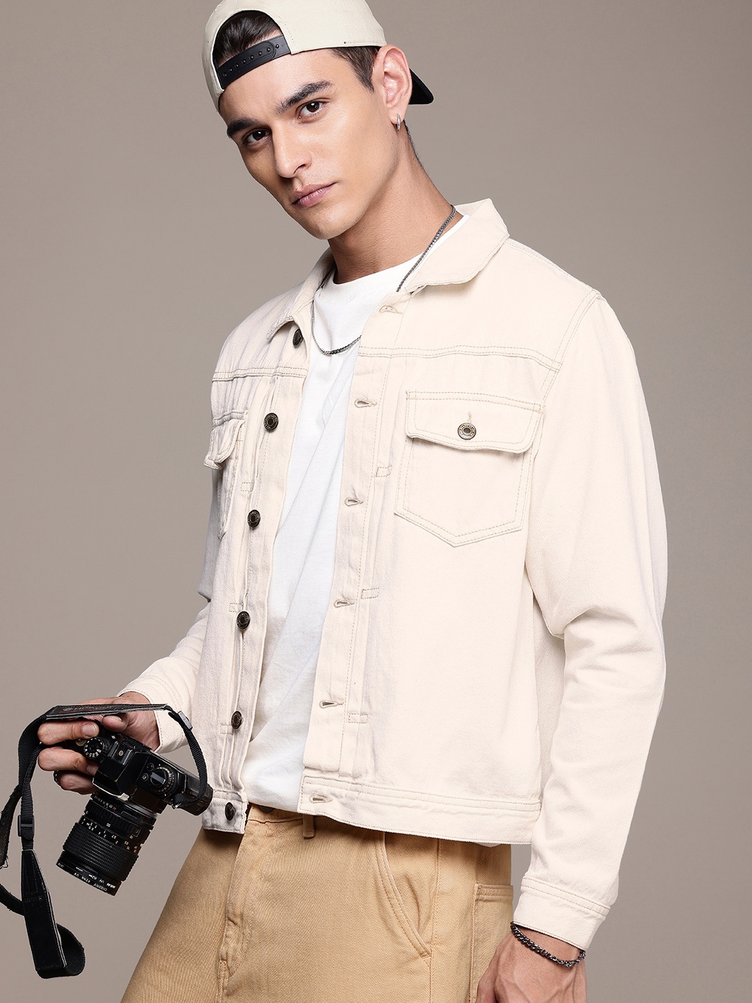 

The Roadster Life Co. Pure Cotton Denim Jacket, Cream