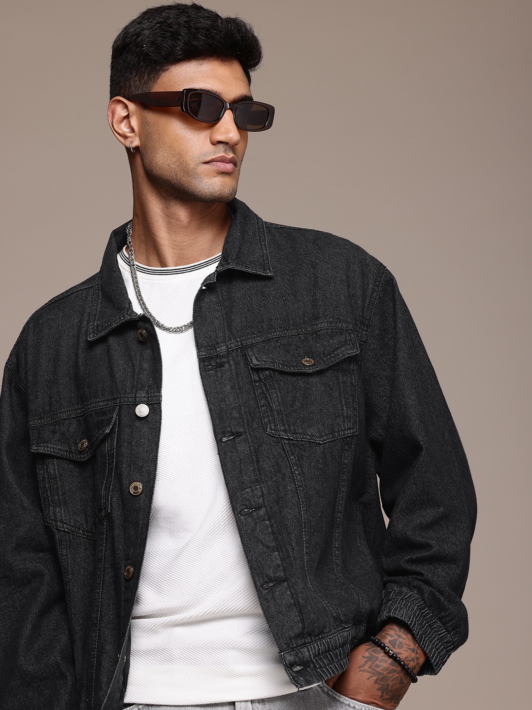

The Roadster Life Co. Pure Cotton Denim Truckers Jacket, Black