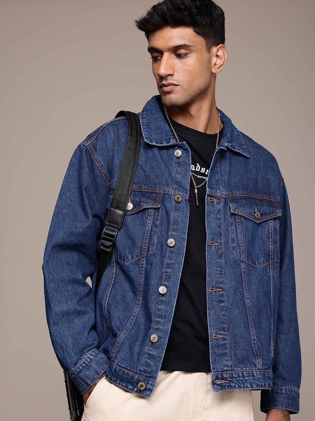 

The Roadster Life Co. Spread Collar Pure Cotton Denim Jacket, Blue