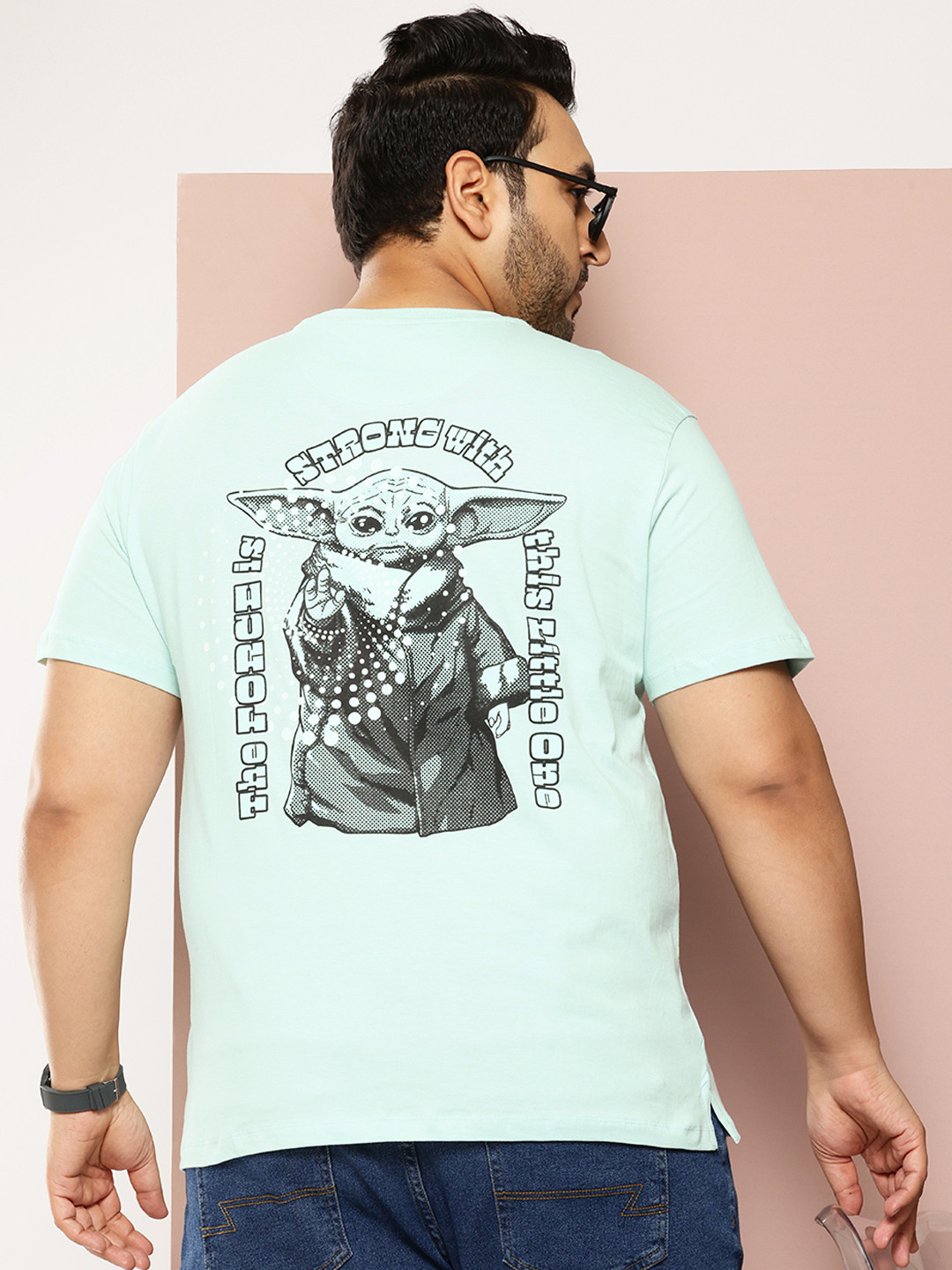 

Sztori Plus Size Yoda Printed Pure Cotton T-shirt, Green