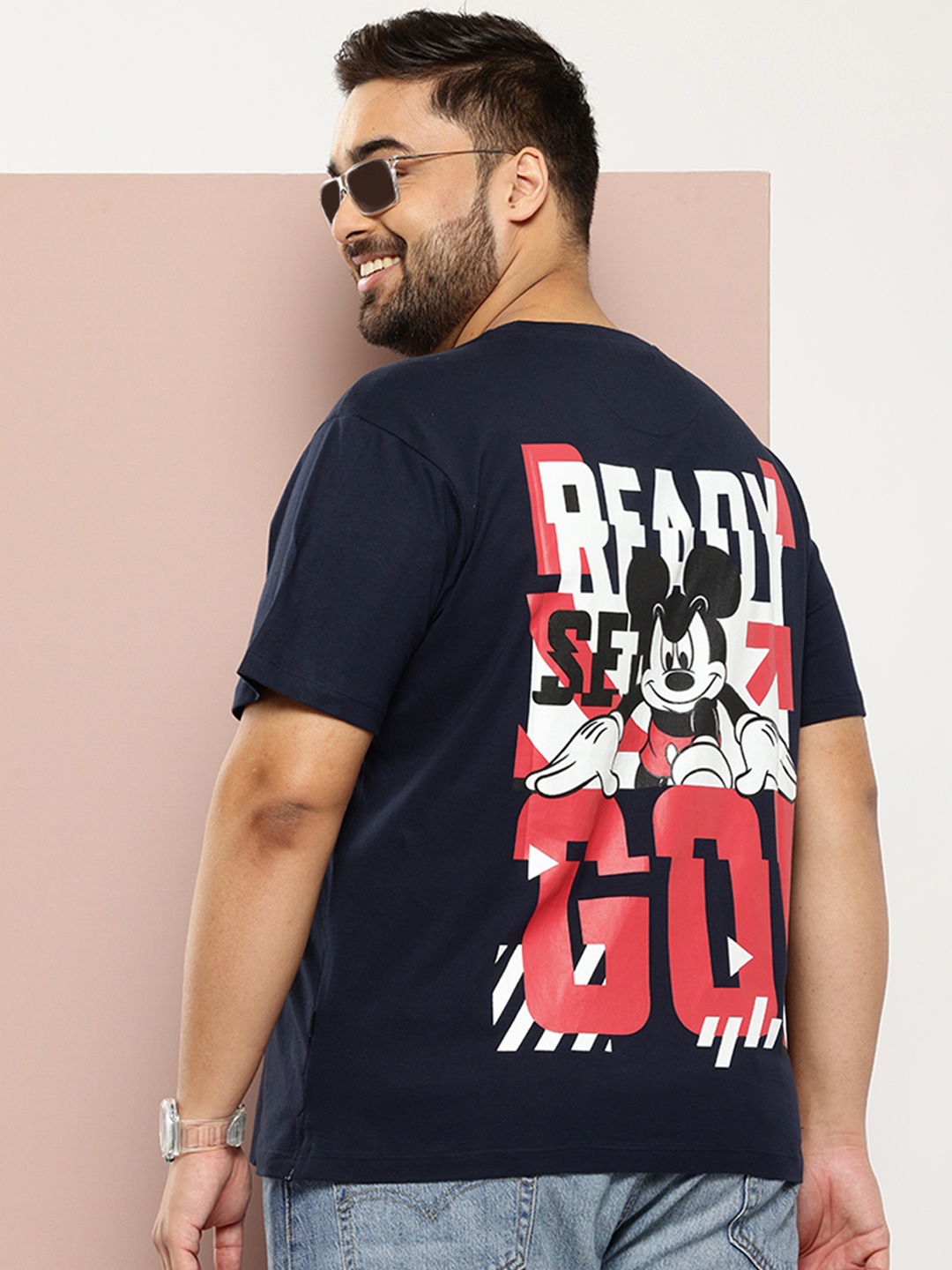 

Sztori Plus Size Typography Printed Pure Cotton T-shirt, Navy blue