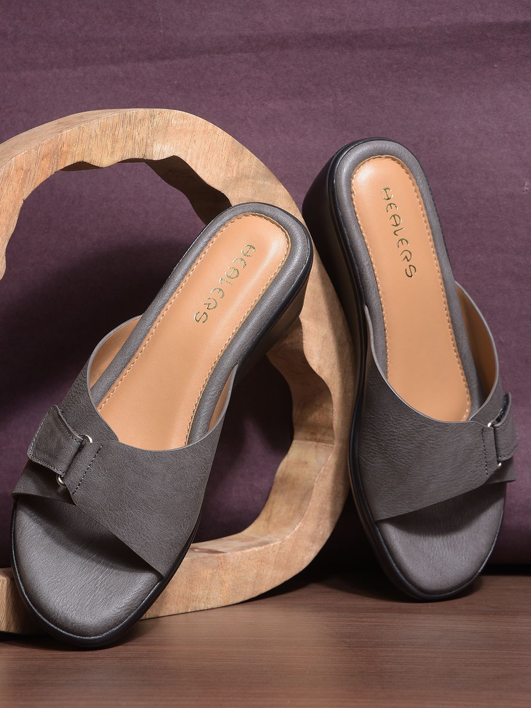 

Liberty Open Toe Wedge Heels, Grey