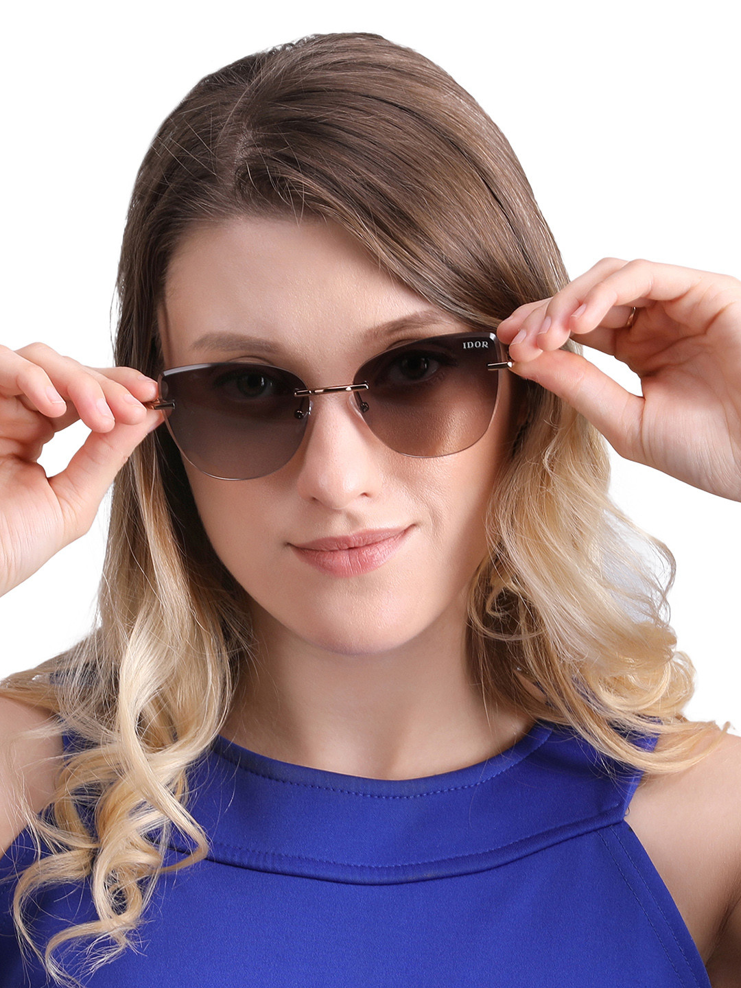 

IDOR Unisex Cateye Sunglasses With UV Protected Lens IDOR-7418-C3, Brown