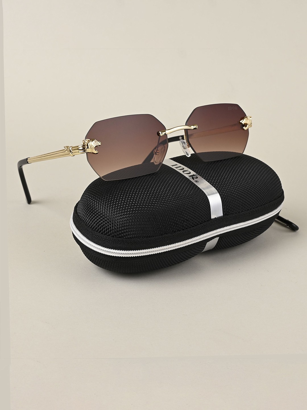 

IDOR Unisex Rectangle Sunglasses with UV Protected Lens IDOR-7560-BRW, Brown