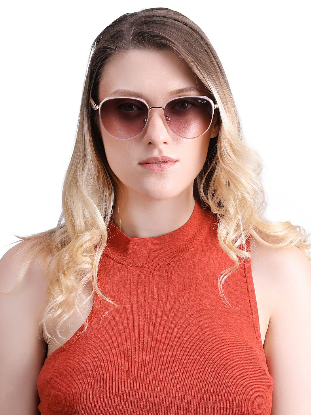 

IDOR Unisex Oval Sunglasses with UV Protected Lens IDOR-935-GRDPNK, Pink