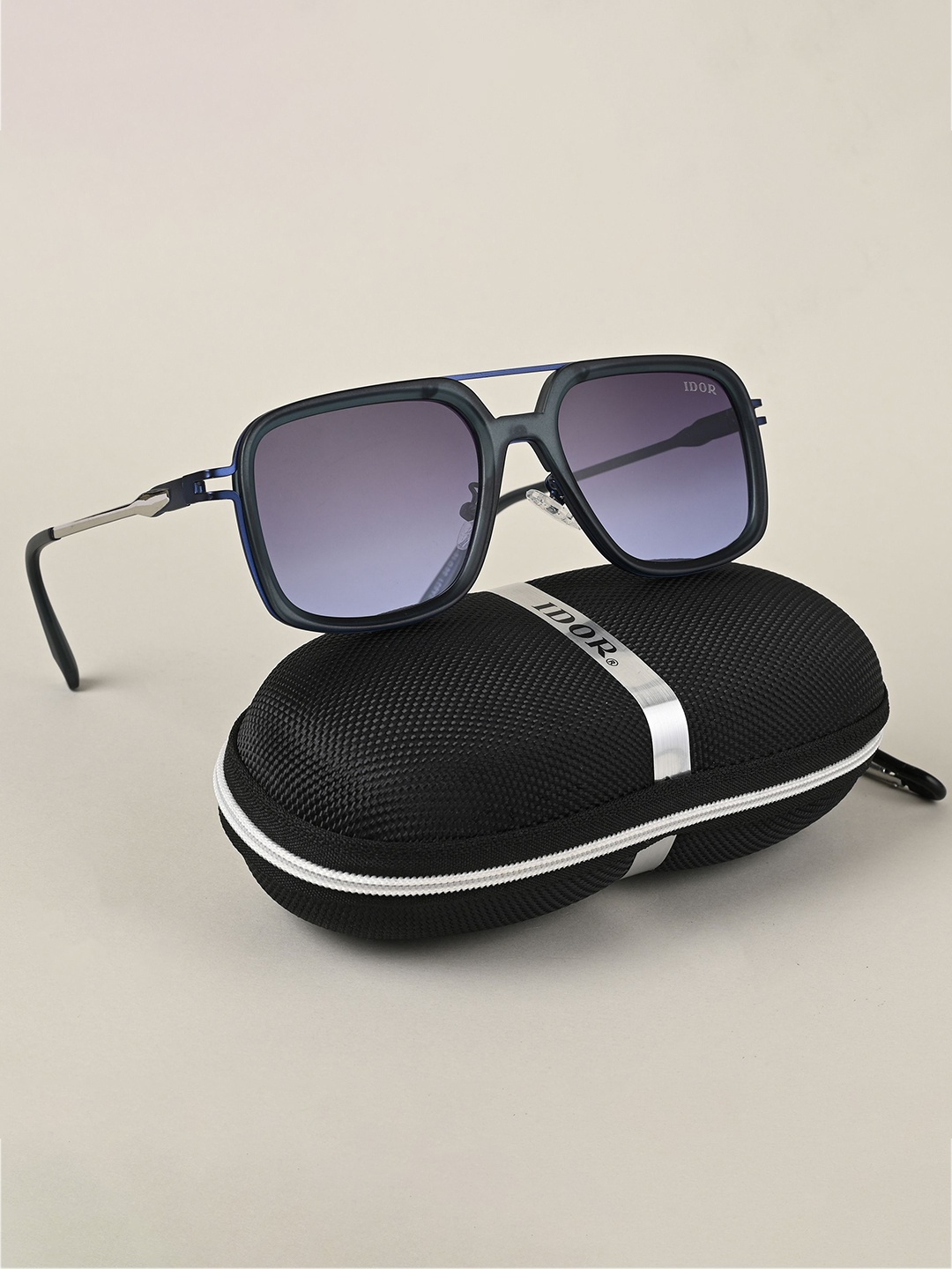 

IDOR Unisex Square Sunglasses With UV Protected Lens IDOR-831-C4, Blue