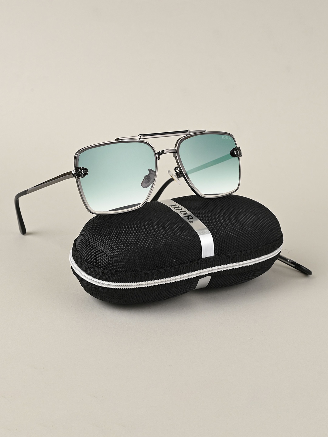 

IDOR Unisex Square Sunglasses with UV Protected Lens IDOR-856-GRN, Green