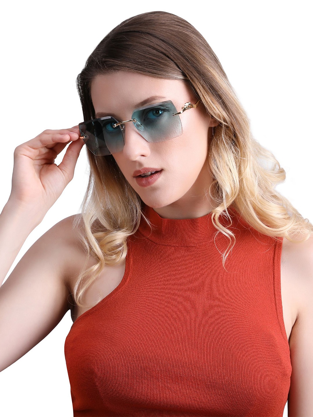 

IDOR Unisex Square Sunglasses with UV Protected Lens IDOR-7566-C7, Blue