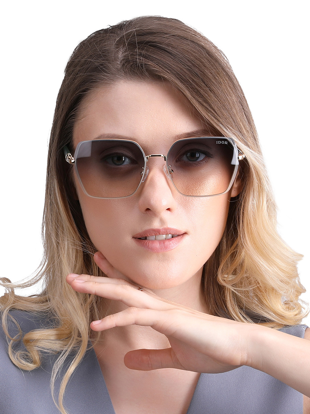 

IDOR Unisex Square Sunglasses With UV Protected Lens IDOR-889-BRW, Brown