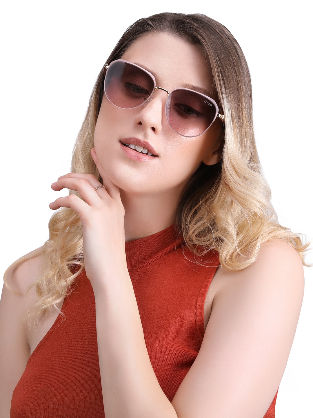 

IDOR Unisex Oval Sunglasses with UV Protected Lens IDOR-935-BRW, Brown