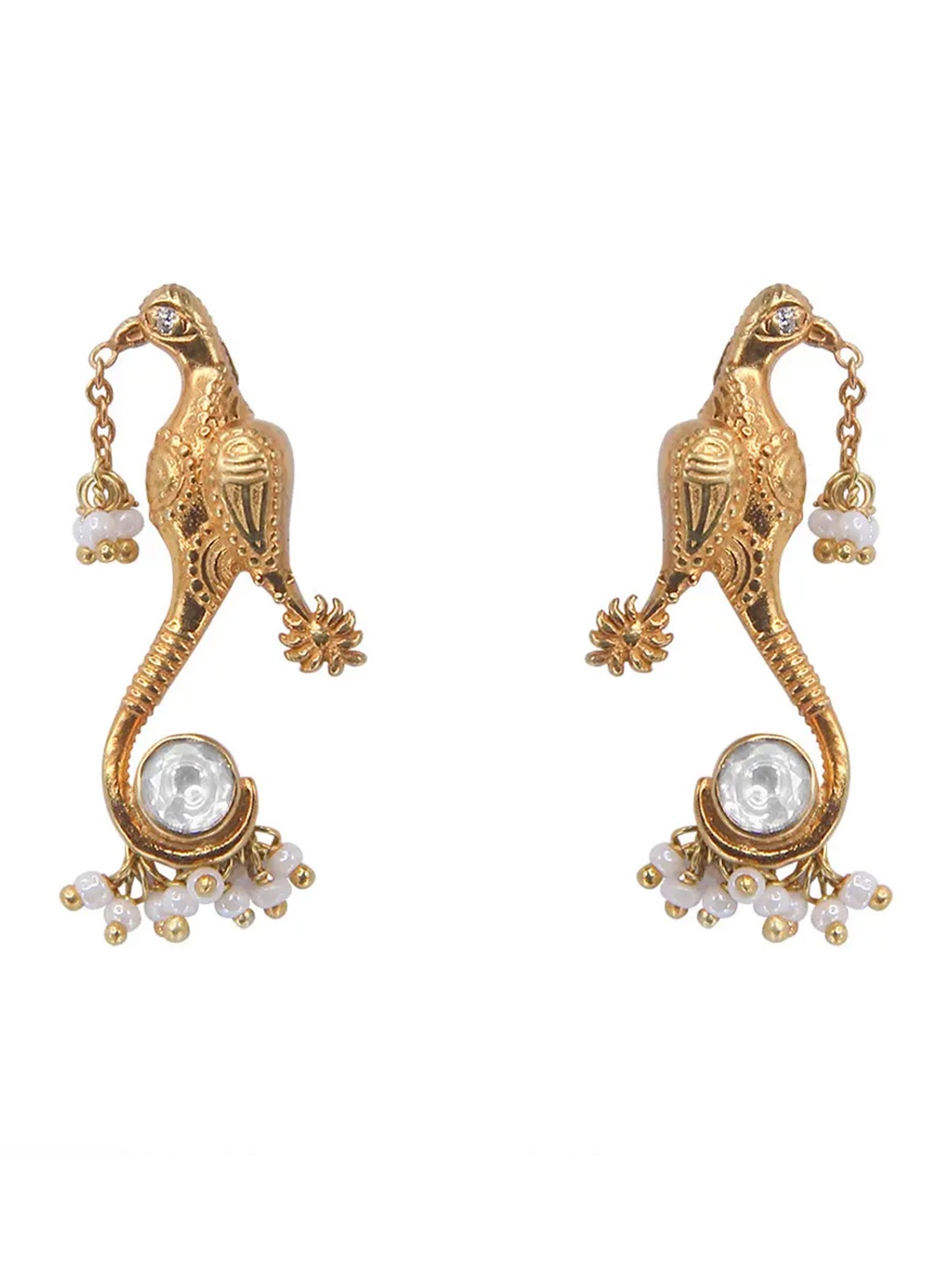 

Unniyarcha 92.5 Silver Gold-Plated Contemporary Drop Earrings
