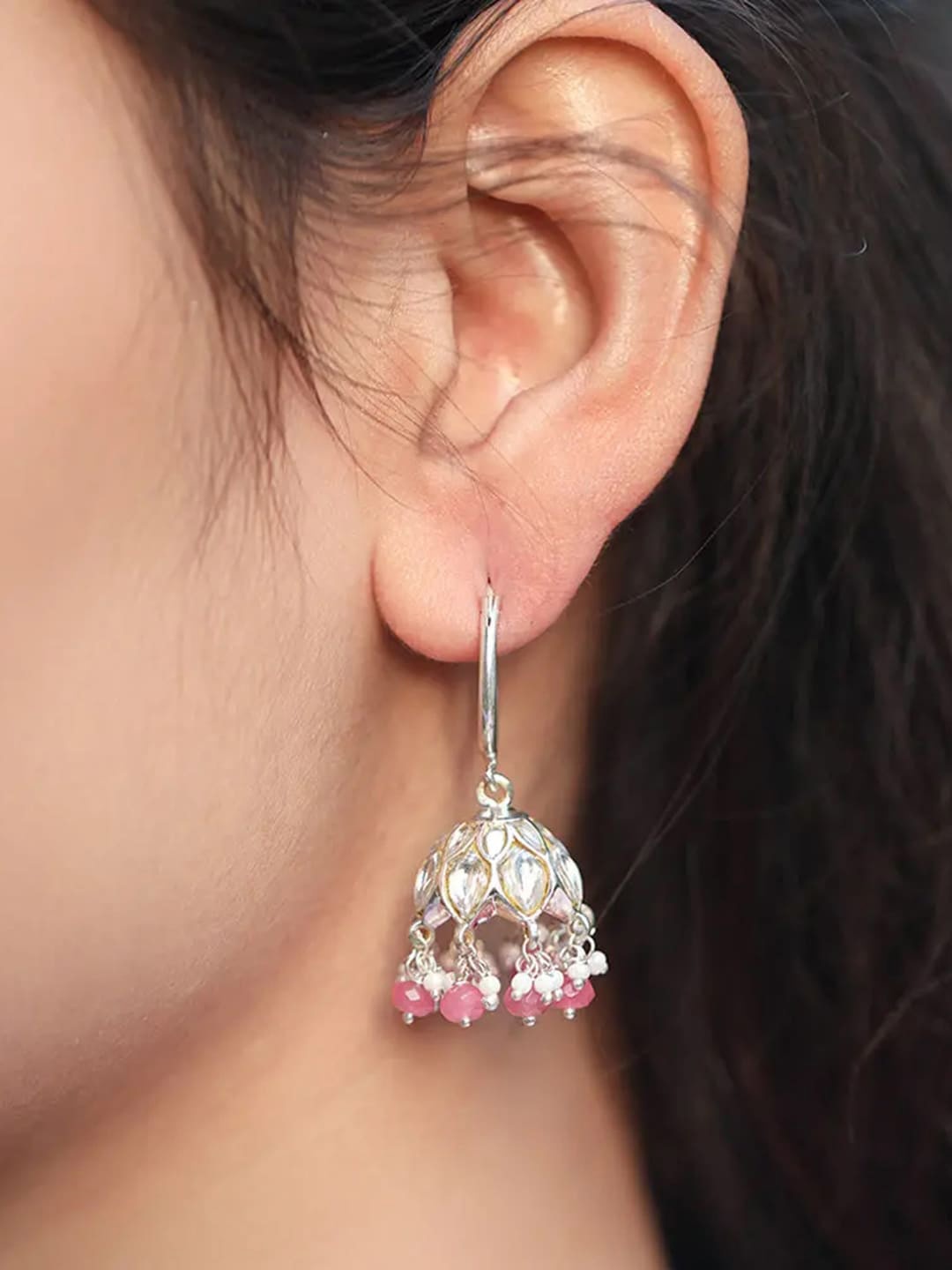

Unniyarcha 92.5 Silver Gold-Plated Contemporary Jhumkas Earrings