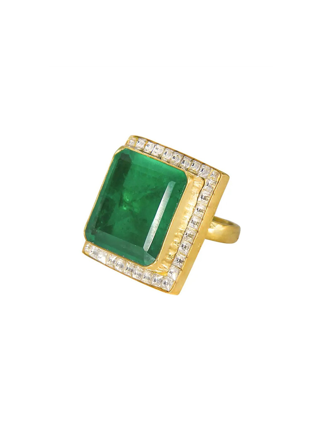 

Unniyarcha Gold-Plated Stone Studded Adjustable Finger Ring