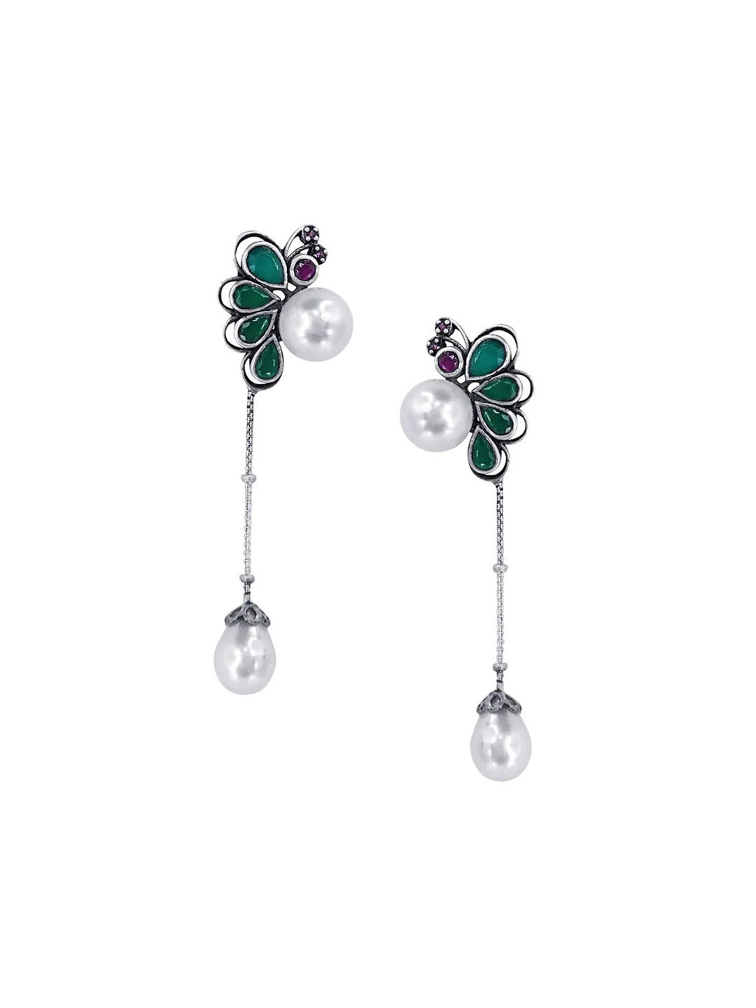 

Unniyarcha 92.5 Silver Contemporary Drop Earrings