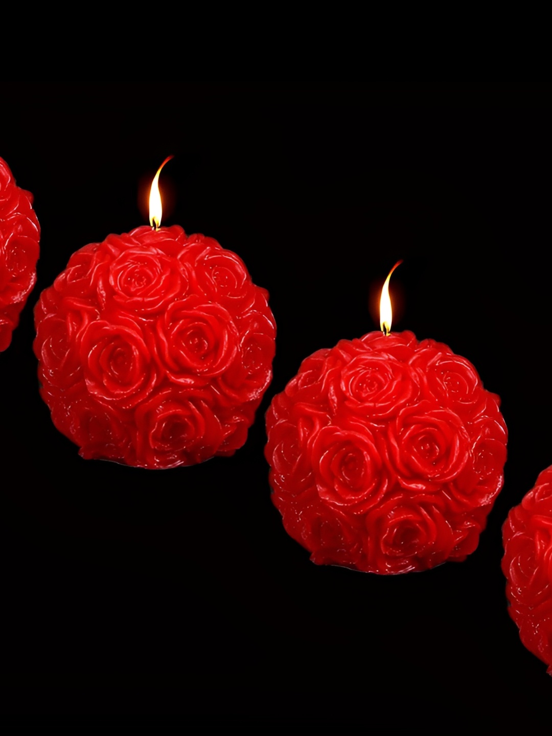 

atorakushon Red 4 Pieces Scented Spherical Pillar Candle