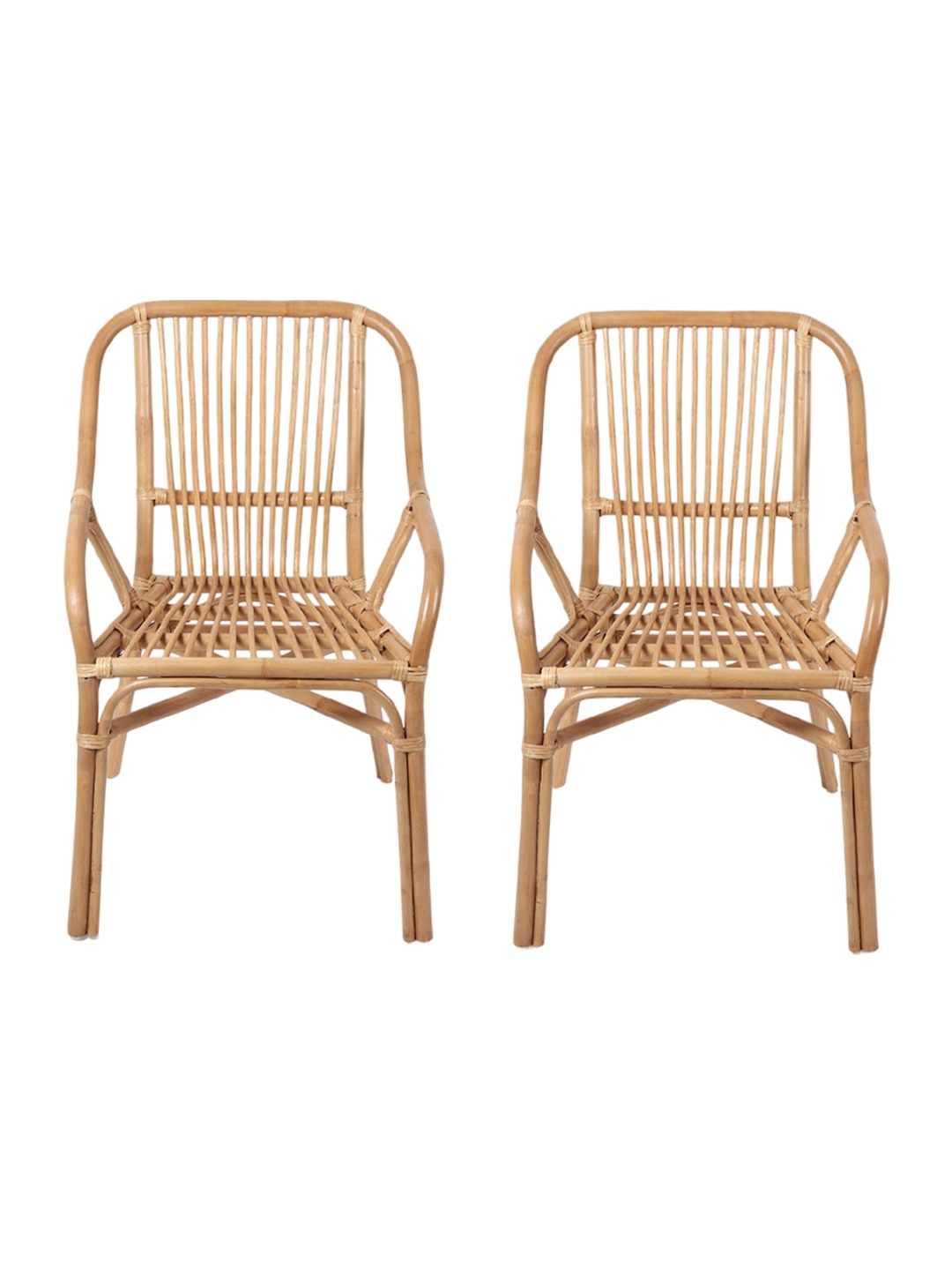 

HABERE INDIA 2-pcs Beige Bamboo Rattan Chair