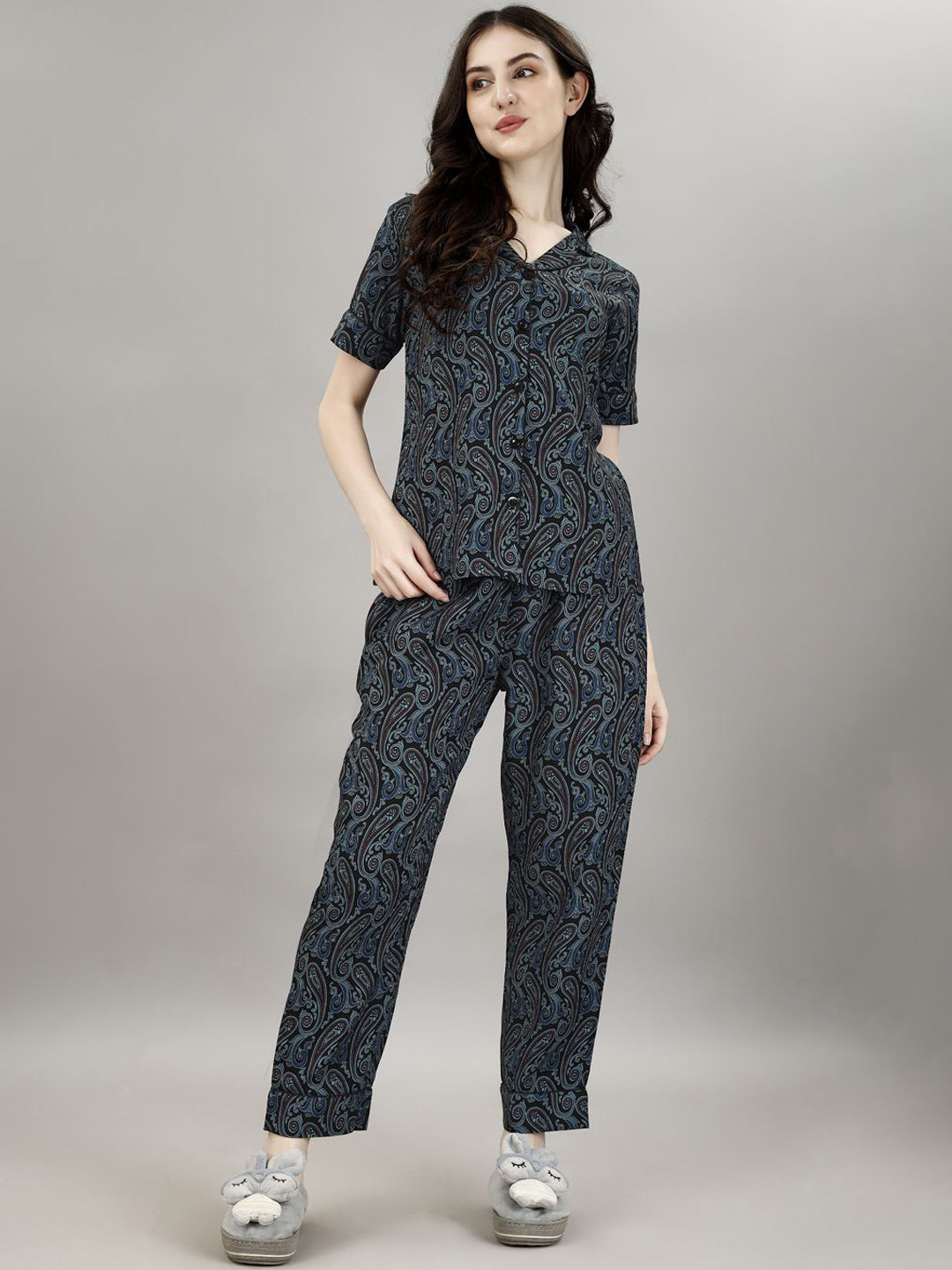 

Smarty Pants Paisely Printed Pure Cotton Shirt With Pyjamas, Blue