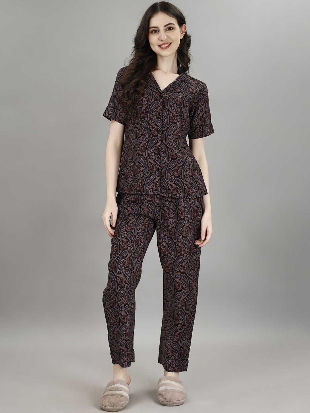 

Smarty Pants Paisley Printed Pure Cotton Night suit, Grey