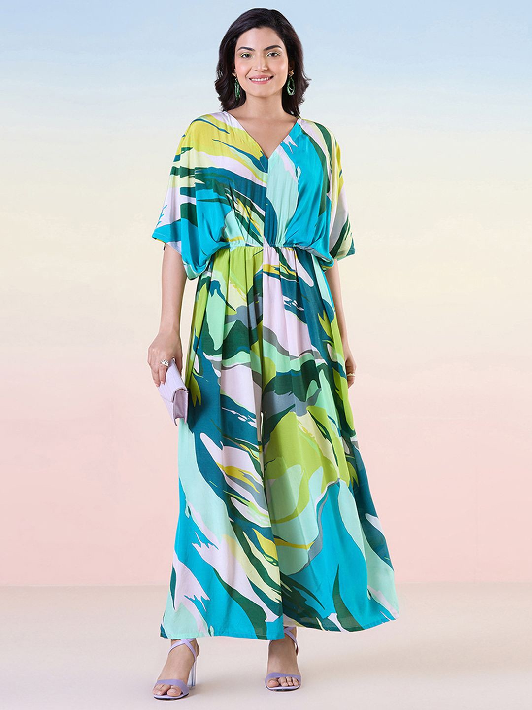 

navyasa by liva Printed V-Neck Jumpsuit, Blue