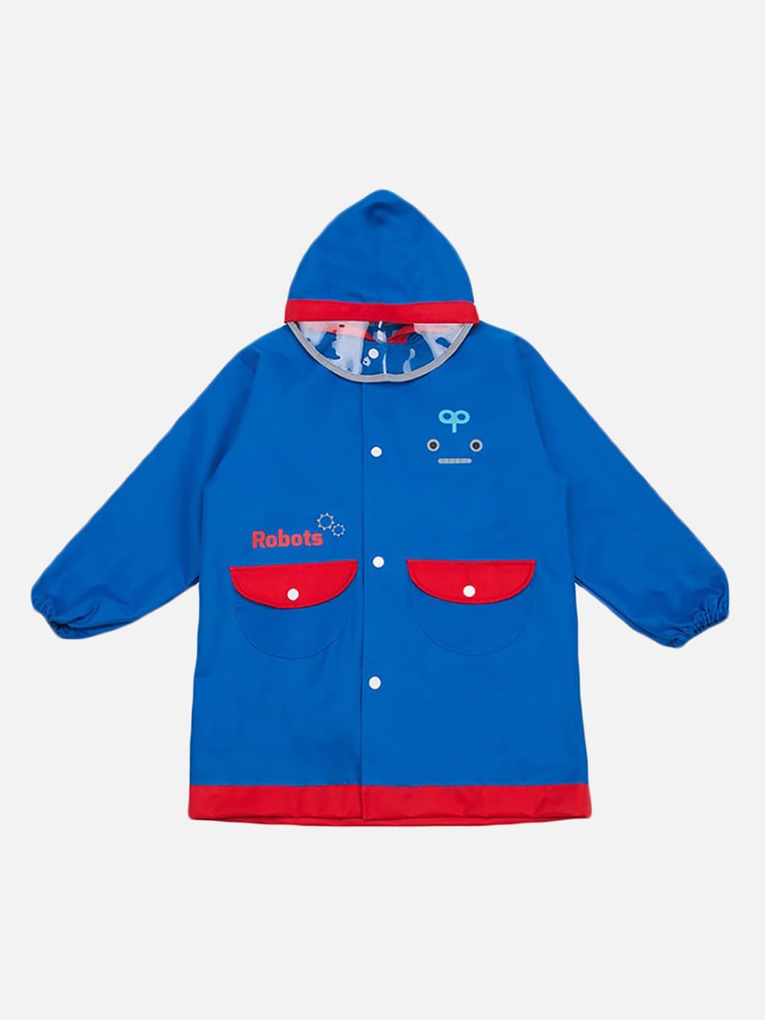 

Little Surprise Box LLP Blue & Red Hooded Rain Jacket