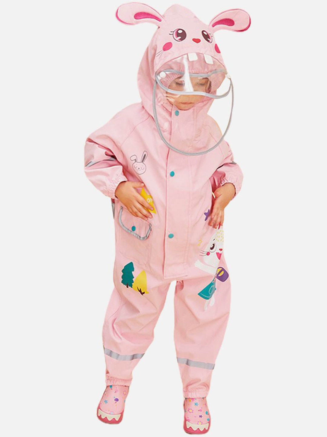 

Little Surprise Box LLP Kids Printed Waterproof Rain Jacket, Pink