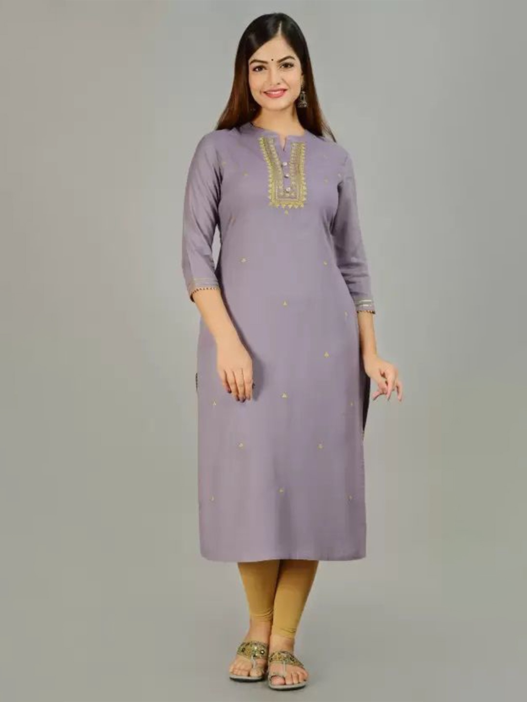 

MF Hayat Floral Embroidered Straight Kurta, Grey