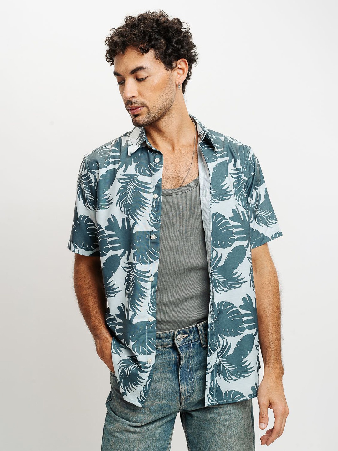 

FREAKINS Floral Printed Casual Shirt, Green